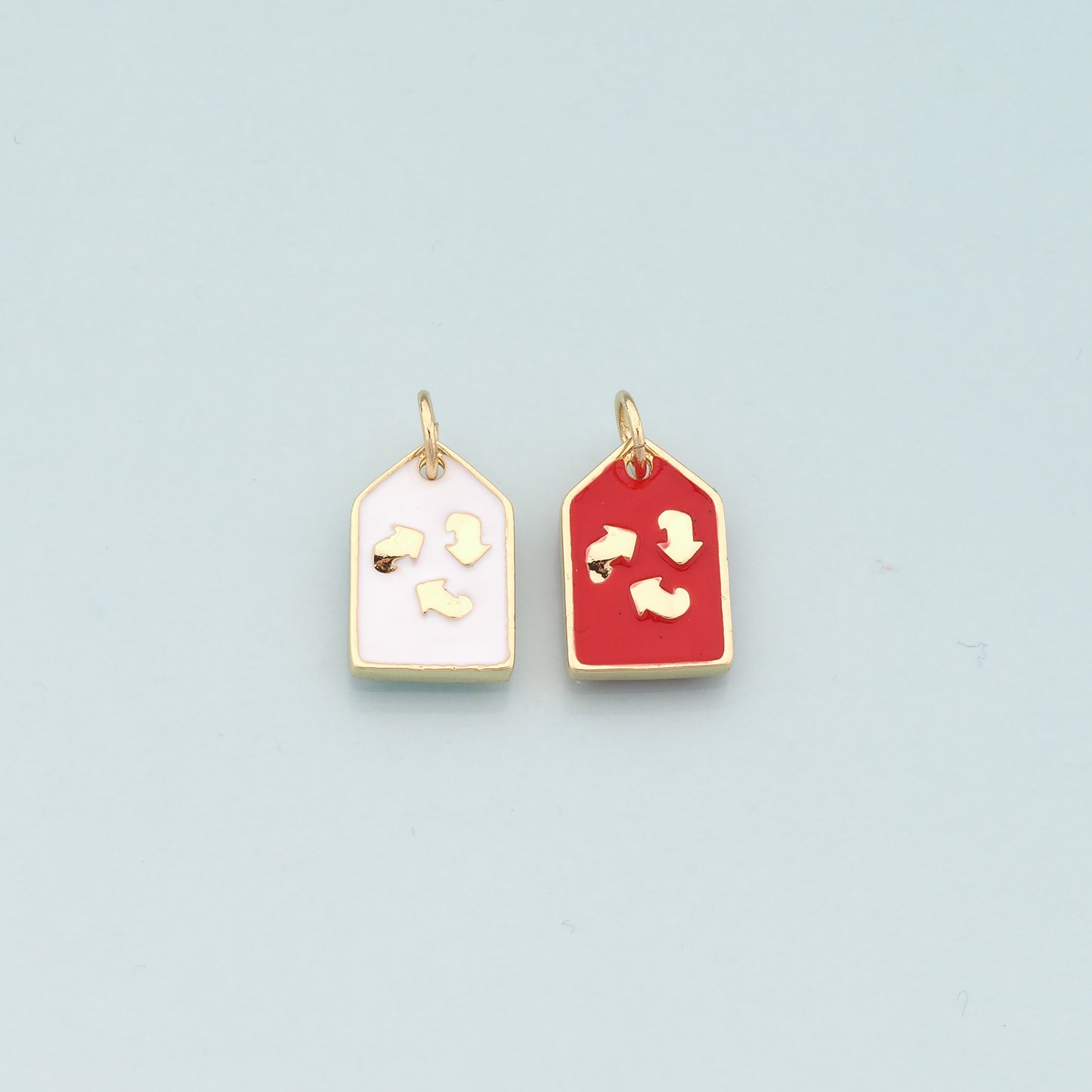 18K Gold Filled Recycle Symbol Pendant,Enamel Recycle Charm Bracelet Necklace for DIY Jewelry Making Supply