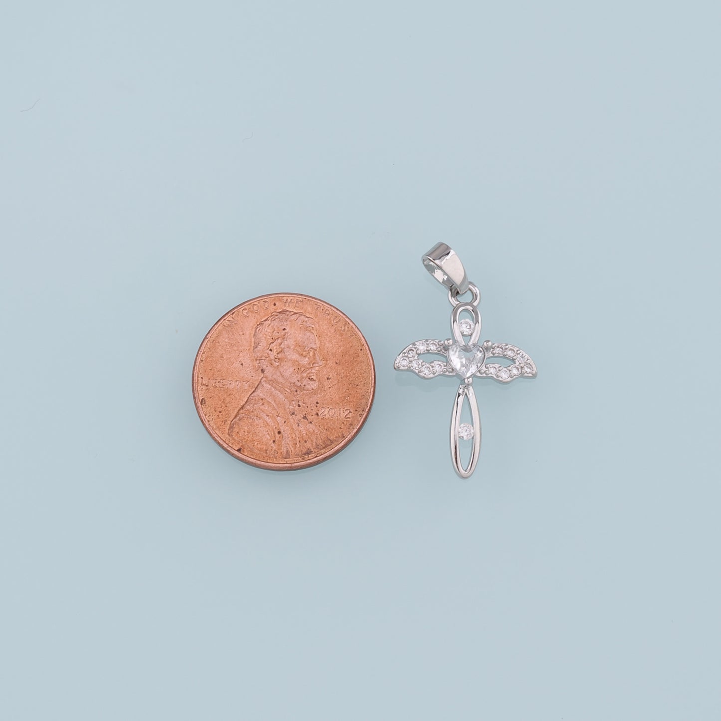 Gold Cross Charms,18K Gold Filled Cross Wings Pendant,CZ Micro Pave  Religion Charm Bracelet Necklace for DIY Jewelry Making Supply