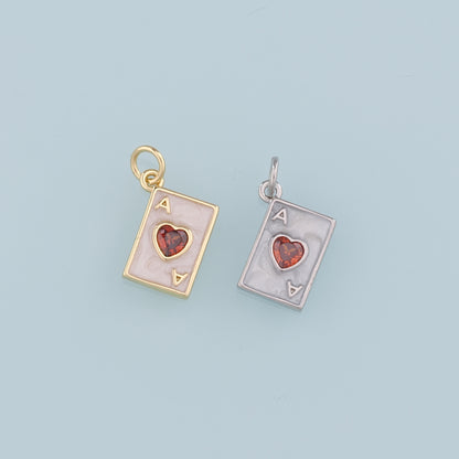 Gold Poker Charms,18K Gold Filled Poker Pendant,Enamel Playing Card Charm Bracelet Necklace for DIY Jewelry Making Supply