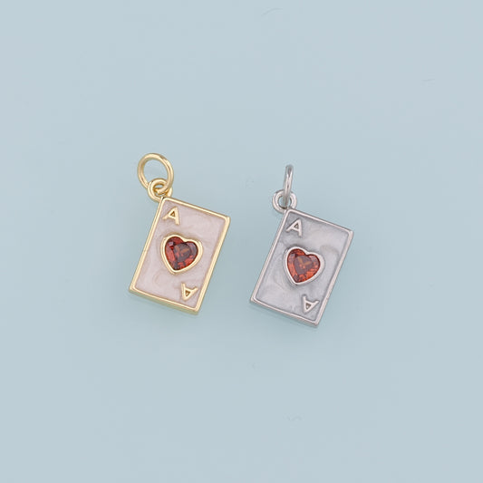 Gold Poker Charms,18K Gold Filled Poker Pendant,Enamel Playing Card Charm Bracelet Necklace for DIY Jewelry Making Supply