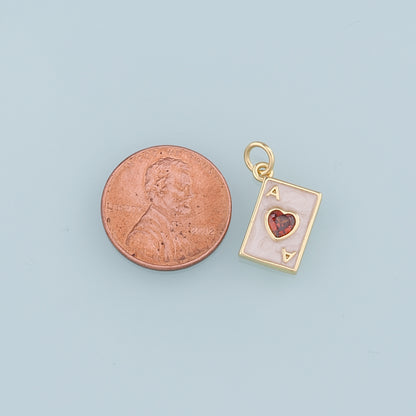 Gold Poker Charms,18K Gold Filled Poker Pendant,Enamel Playing Card Charm Bracelet Necklace for DIY Jewelry Making Supply