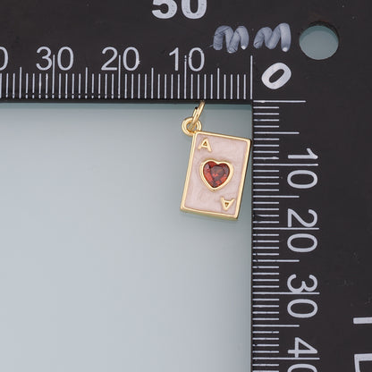 Gold Poker Charms,18K Gold Filled Poker Pendant,Enamel Playing Card Charm Bracelet Necklace for DIY Jewelry Making Supply