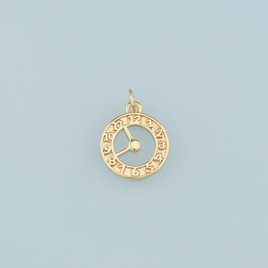 18K Gold Filled Clock Pendant,Clock Charm Bracelet Necklace for DIY Jewelry Making Supply