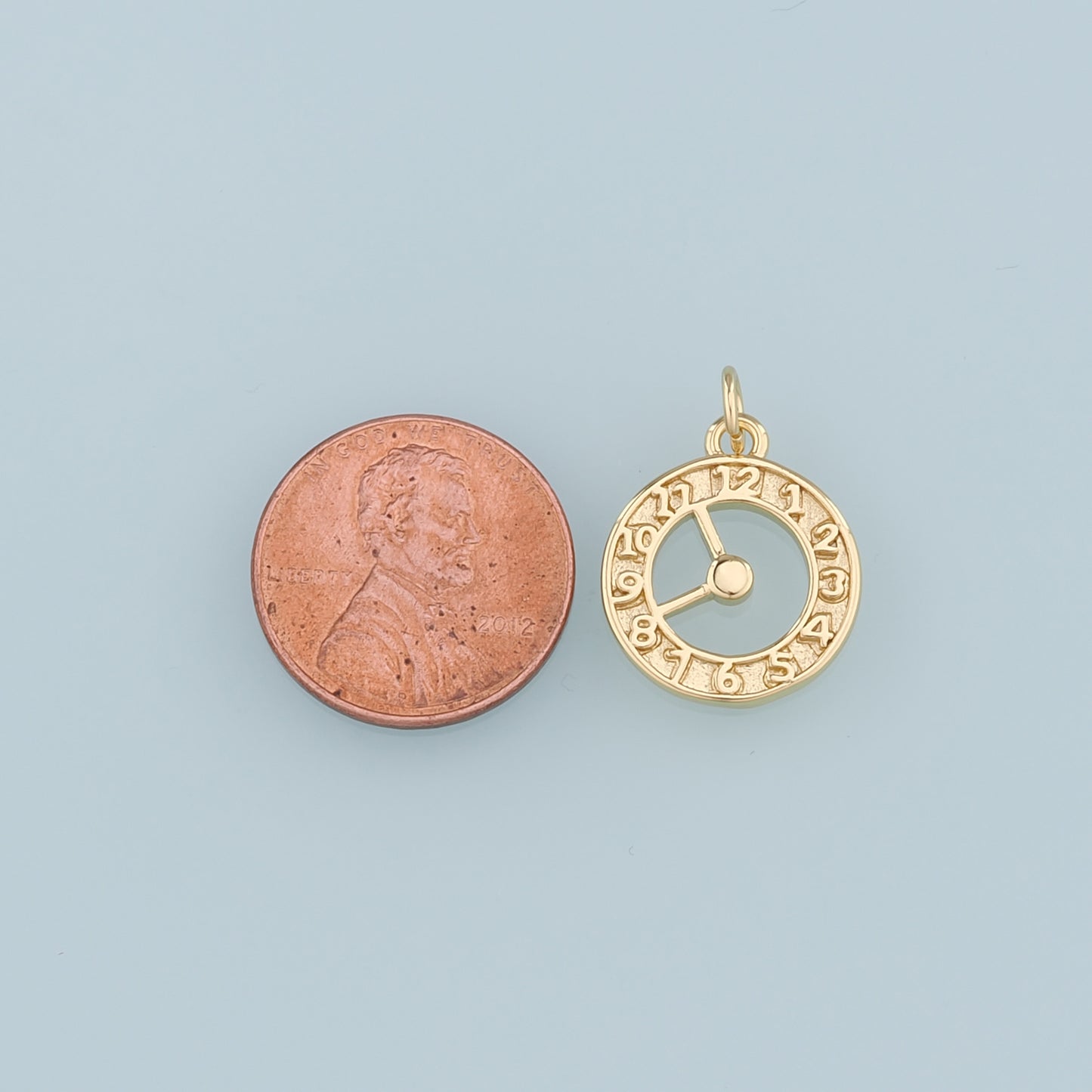 18K Gold Filled Clock Pendant,Clock Charm Bracelet Necklace for DIY Jewelry Making Supply