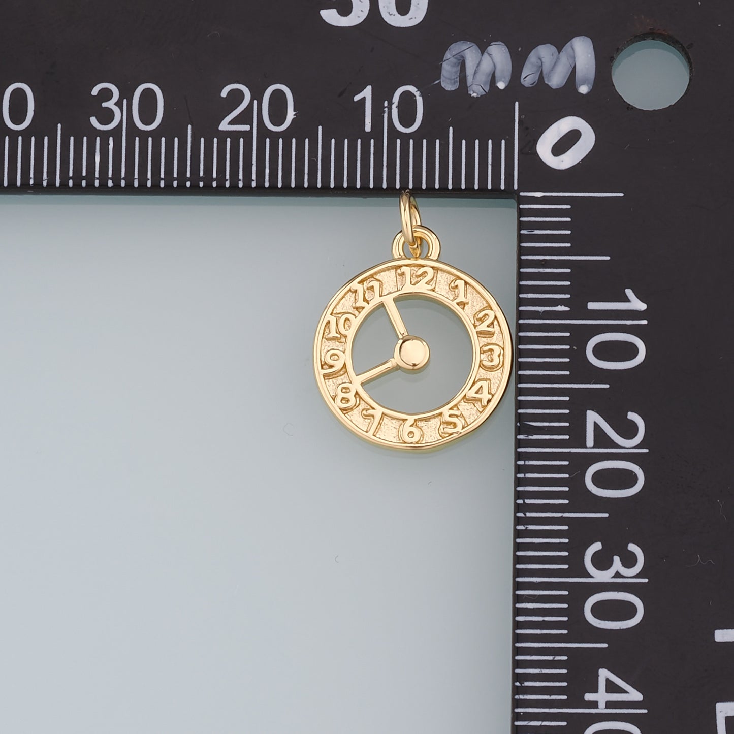 18K Gold Filled Clock Pendant,Clock Charm Bracelet Necklace for DIY Jewelry Making Supply