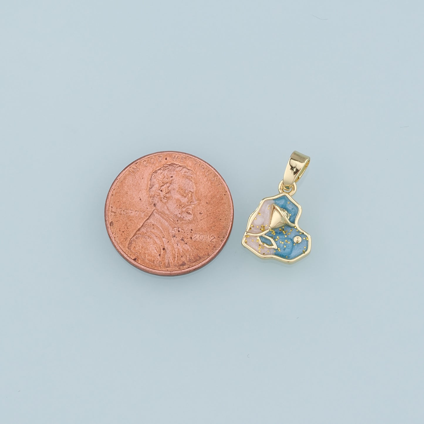 18K Gold Filled Heart Flower Pendant,Enamel Heart Charm Bracelet Necklace for DIY Jewelry Making Supply