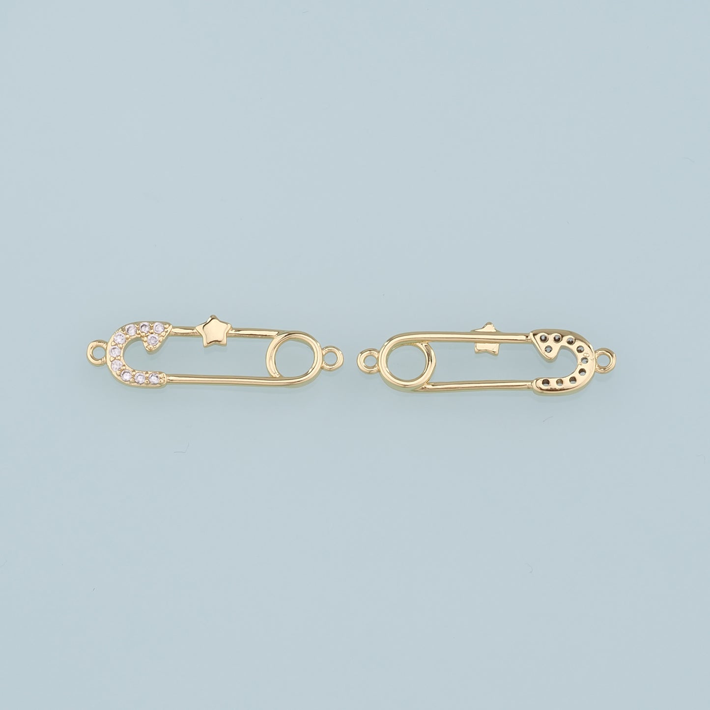 Gold Connector Chamr,18K Gold Filled CZ Micro Pave Paper Clip Pendant,Star Charm Bracelet Necklace for DIY Jewelry Making Supply