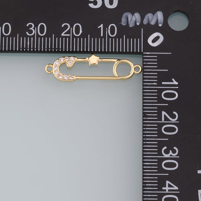 Gold Connector Chamr,18K Gold Filled CZ Micro Pave Paper Clip Pendant,Star Charm Bracelet Necklace for DIY Jewelry Making Supply