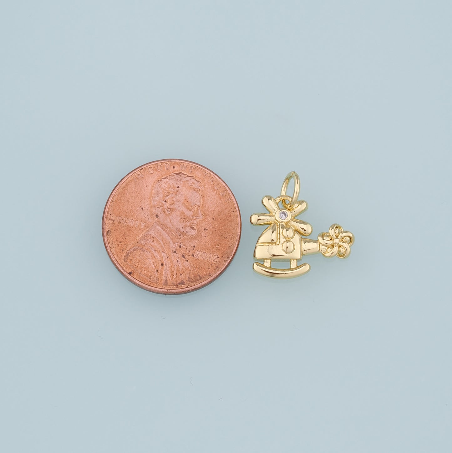 18K Gold Filled Helicopter Pendant,CZ Micro Pave Helicopter Charm Bracelet Necklace for DIY Jewelry Making Supply