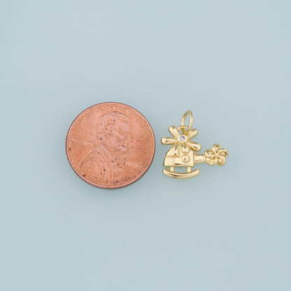 18K Gold Filled Helicopter Pendant,CZ Micro Pave Helicopter Charm Bracelet Necklace for DIY Jewelry Making Supply