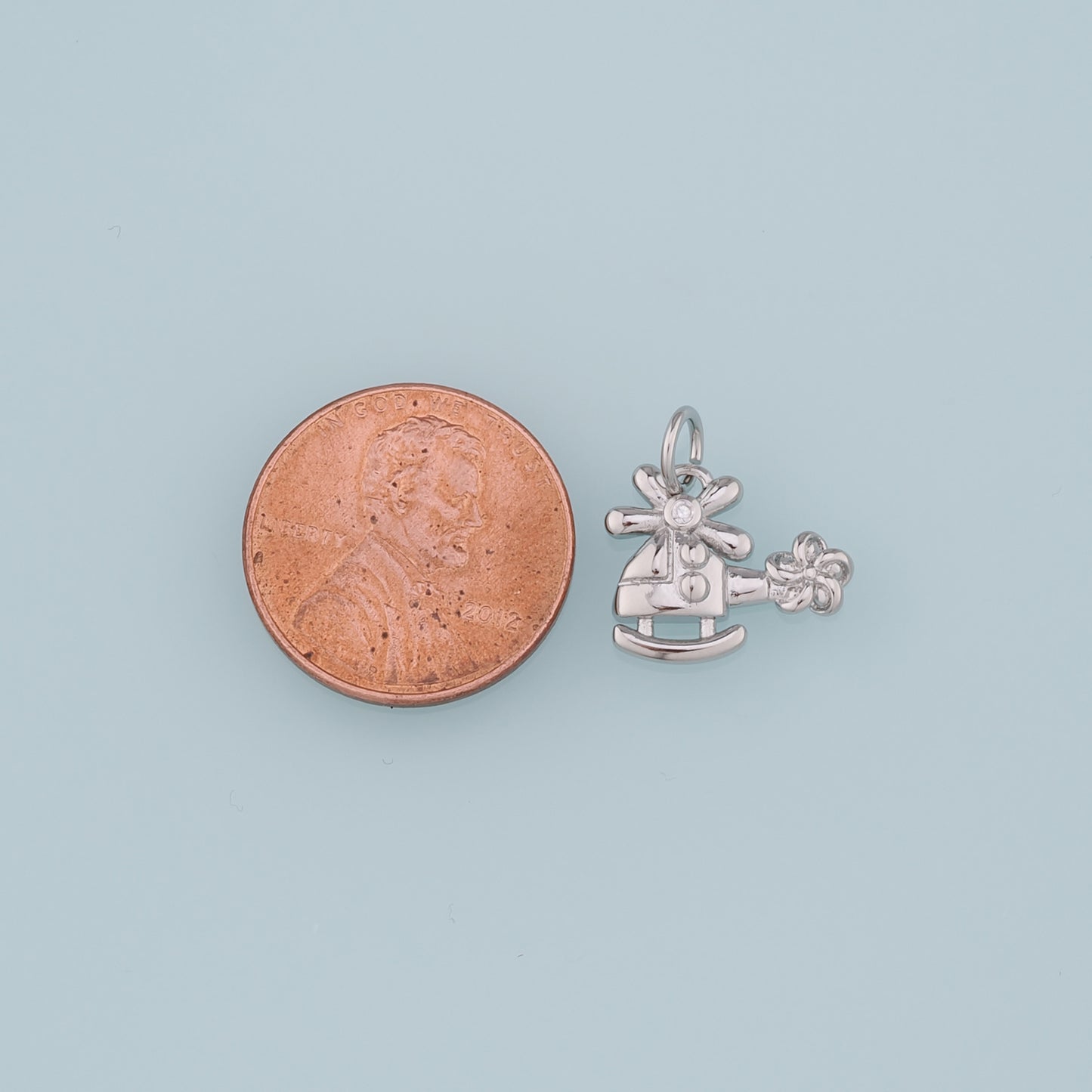 18K Gold Filled Helicopter Pendant,CZ Micro Pave Helicopter Charm Bracelet Necklace for DIY Jewelry Making Supply