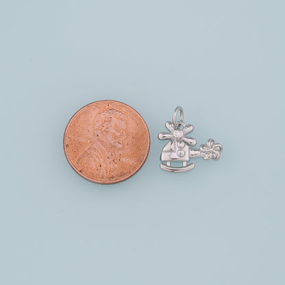 18K Gold Filled Helicopter Pendant,CZ Micro Pave Helicopter Charm Bracelet Necklace for DIY Jewelry Making Supply