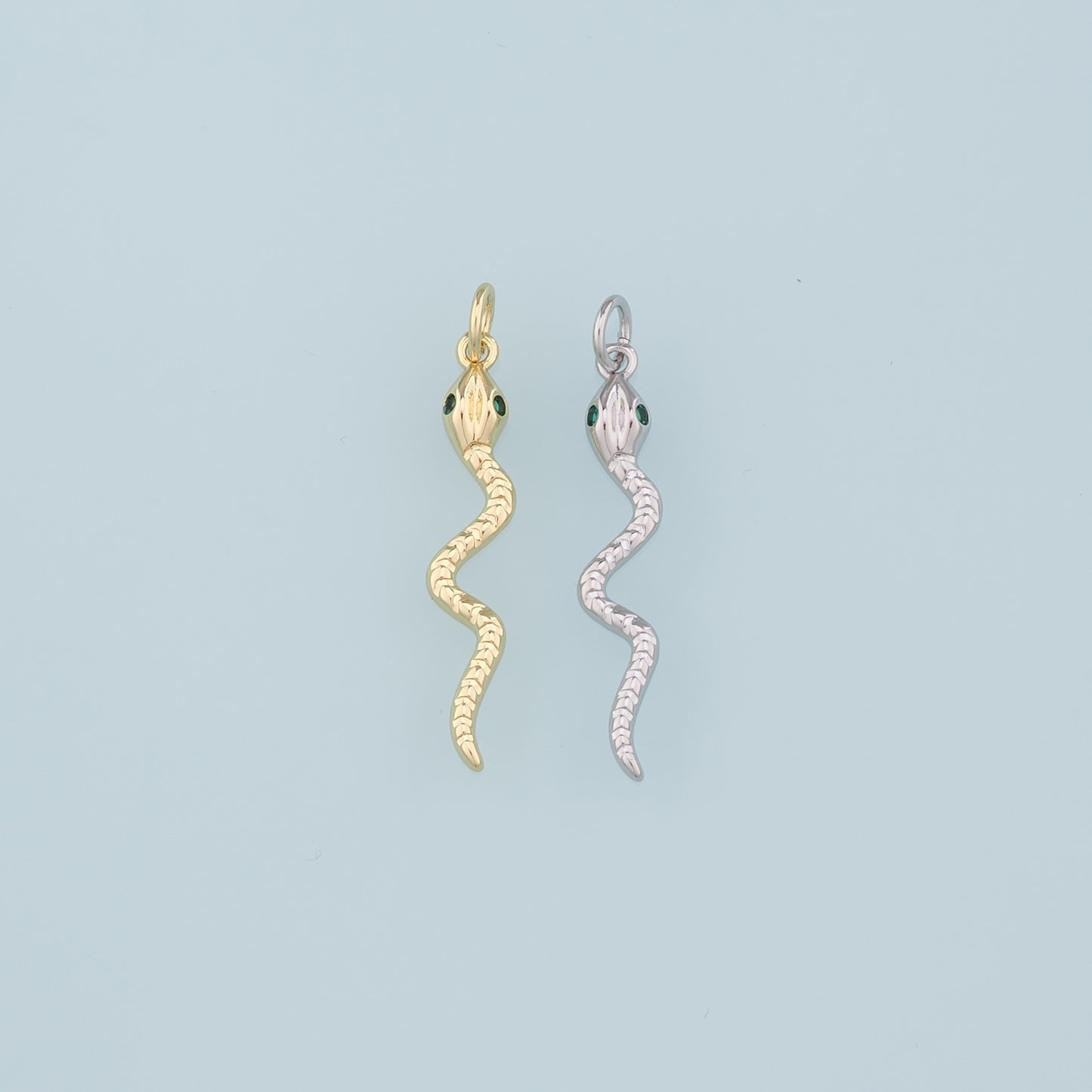 18K Gold Filled Snake Pendant,Dainty Snake Charm Bracelet Necklace for DIY Jewelry Making Supply