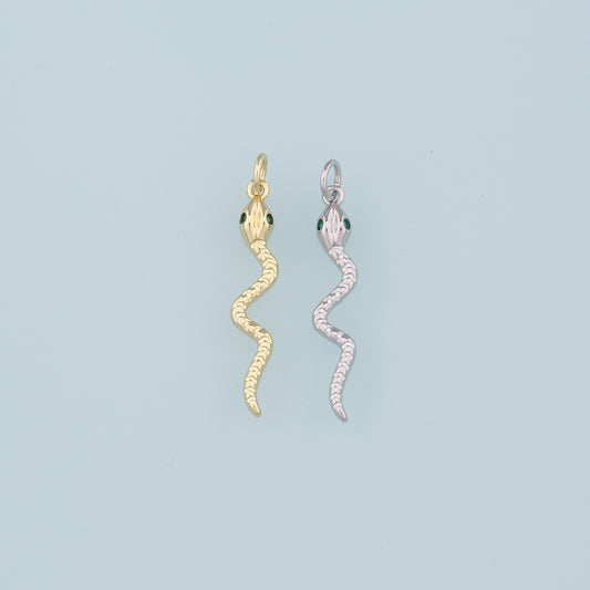 18K Gold Filled Snake Pendant,Dainty Snake Charm Bracelet Necklace for DIY Jewelry Making Supply