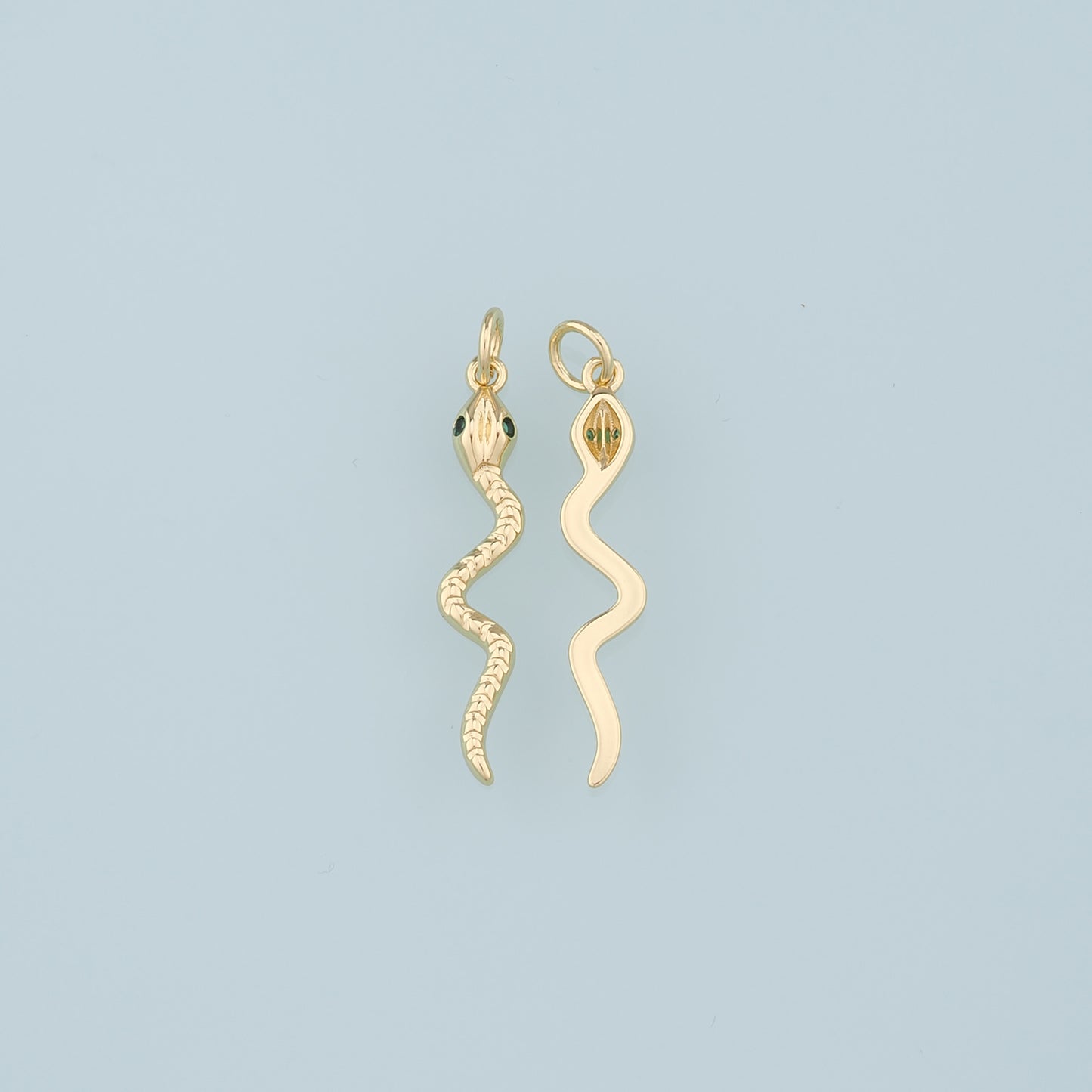 18K Gold Filled Snake Pendant,Dainty Snake Charm Bracelet Necklace for DIY Jewelry Making Supply