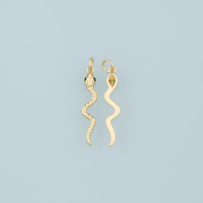 18K Gold Filled Snake Pendant,Dainty Snake Charm Bracelet Necklace for DIY Jewelry Making Supply