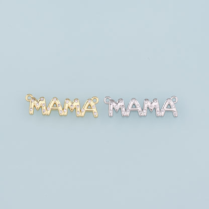 Gold Connector Charm,18K Gold Filled Mama Pendant,CZ Mama Charm Bracelet Necklace for DIY Jewelry Making Supply