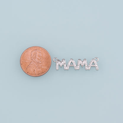 Gold Connector Charm,18K Gold Filled Mama Pendant,CZ Mama Charm Bracelet Necklace for DIY Jewelry Making Supply