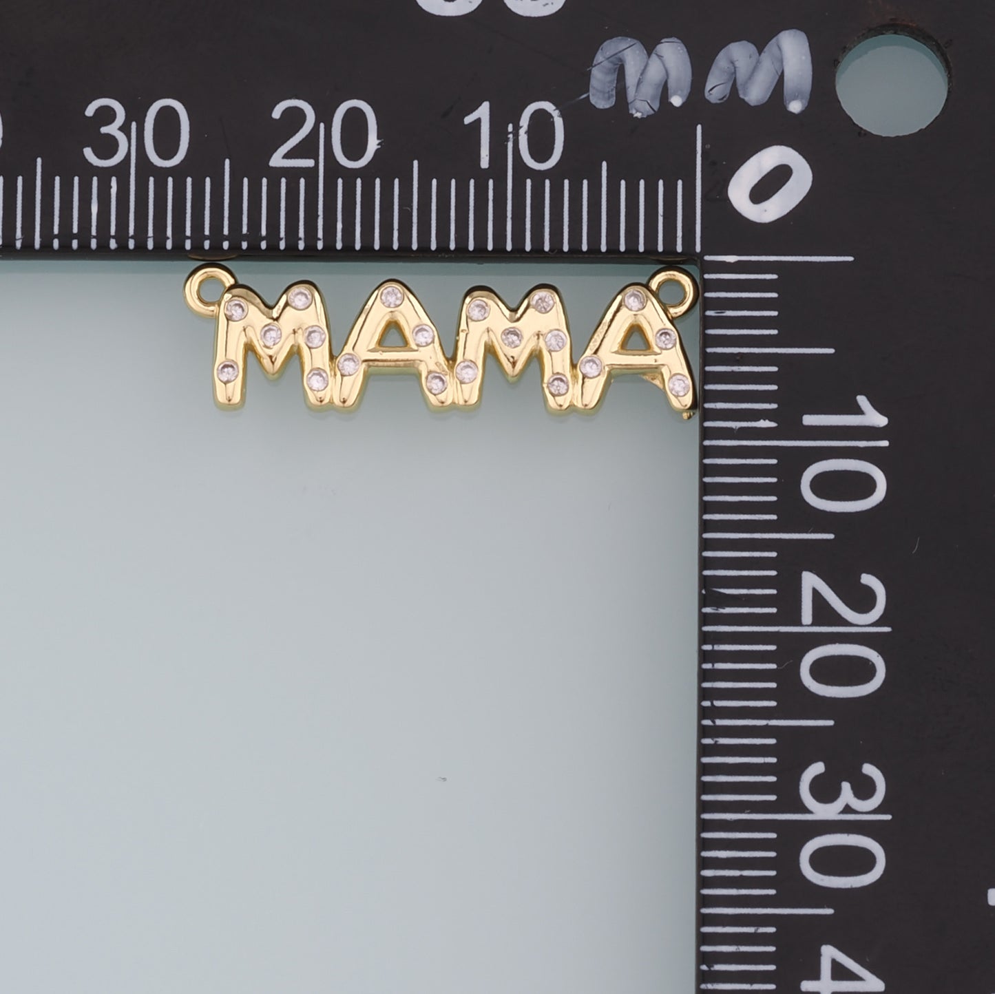 Gold Connector Charm,18K Gold Filled Mama Pendant,CZ Mama Charm Bracelet Necklace for DIY Jewelry Making Supply