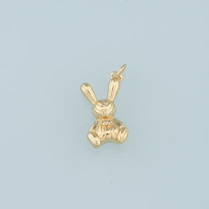 Gold Rabbit Charms,18K Gold Filled CZ Rabbit Pendant,Animal Charm Bracelet Necklace for DIY Jewelry Making Supply