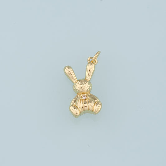 Gold Rabbit Charms,18K Gold Filled CZ Rabbit Pendant,Animal Charm Bracelet Necklace for DIY Jewelry Making Supply