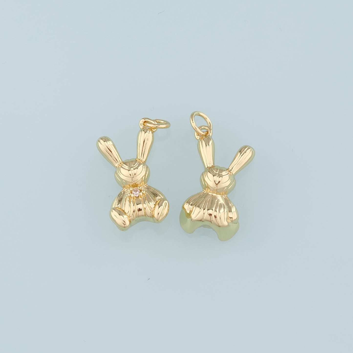 Gold Rabbit Charms,18K Gold Filled CZ Rabbit Pendant,Animal Charm Bracelet Necklace for DIY Jewelry Making Supply