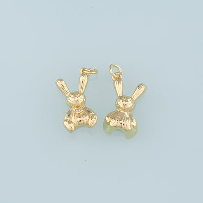 Gold Rabbit Charms,18K Gold Filled CZ Rabbit Pendant,Animal Charm Bracelet Necklace for DIY Jewelry Making Supply