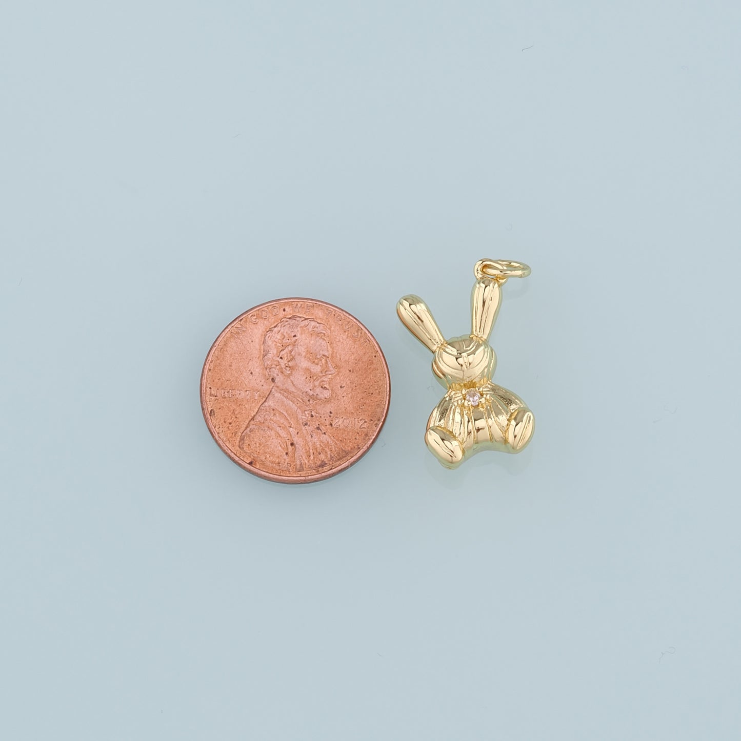 Gold Rabbit Charms,18K Gold Filled CZ Rabbit Pendant,Animal Charm Bracelet Necklace for DIY Jewelry Making Supply