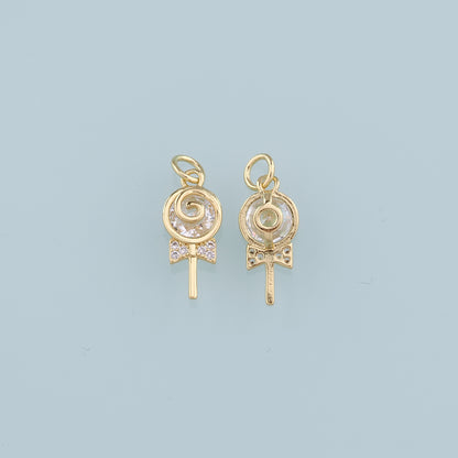 Gold Lollipop Charms,18K Gold Filled Enamel Lollipop Pendant,Candy Charm Bracelet Necklace for DIY Jewelry Making Supply