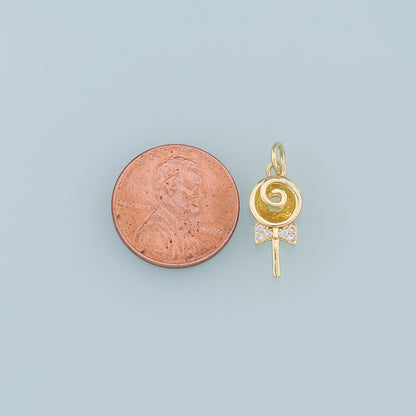 Gold Lollipop Charms,18K Gold Filled Enamel Lollipop Pendant,Candy Charm Bracelet Necklace for DIY Jewelry Making Supply
