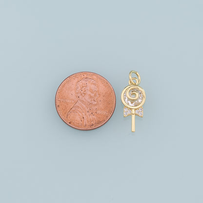 Gold Lollipop Charms,18K Gold Filled Enamel Lollipop Pendant,Candy Charm Bracelet Necklace for DIY Jewelry Making Supply