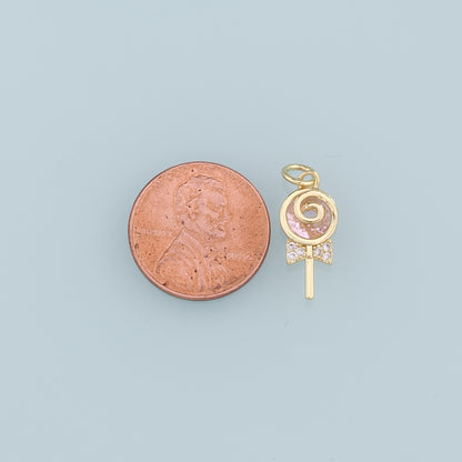 Gold Lollipop Charms,18K Gold Filled Enamel Lollipop Pendant,Candy Charm Bracelet Necklace for DIY Jewelry Making Supply