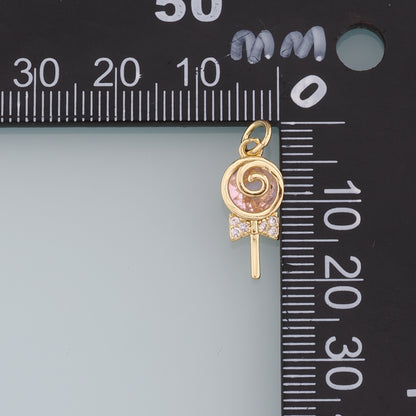Gold Lollipop Charms,18K Gold Filled Enamel Lollipop Pendant,Candy Charm Bracelet Necklace for DIY Jewelry Making Supply