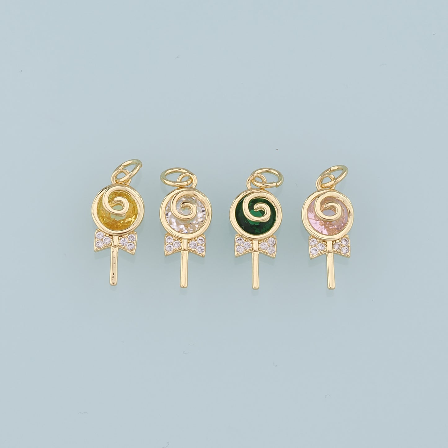 Gold Lollipop Charms,18K Gold Filled Enamel Lollipop Pendant,Candy Charm Bracelet Necklace for DIY Jewelry Making Supply