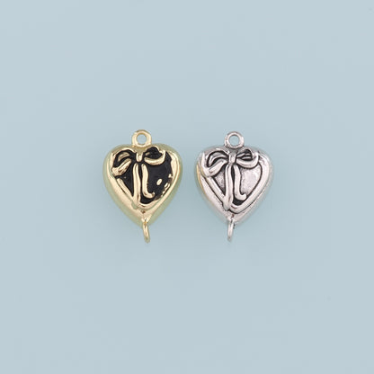 Gold Connector Charm,18K Gold Filled Retro Heart Bow Pendant,Enamel Heart Charm Bracelet Necklace for DIY Jewelry Making Supply