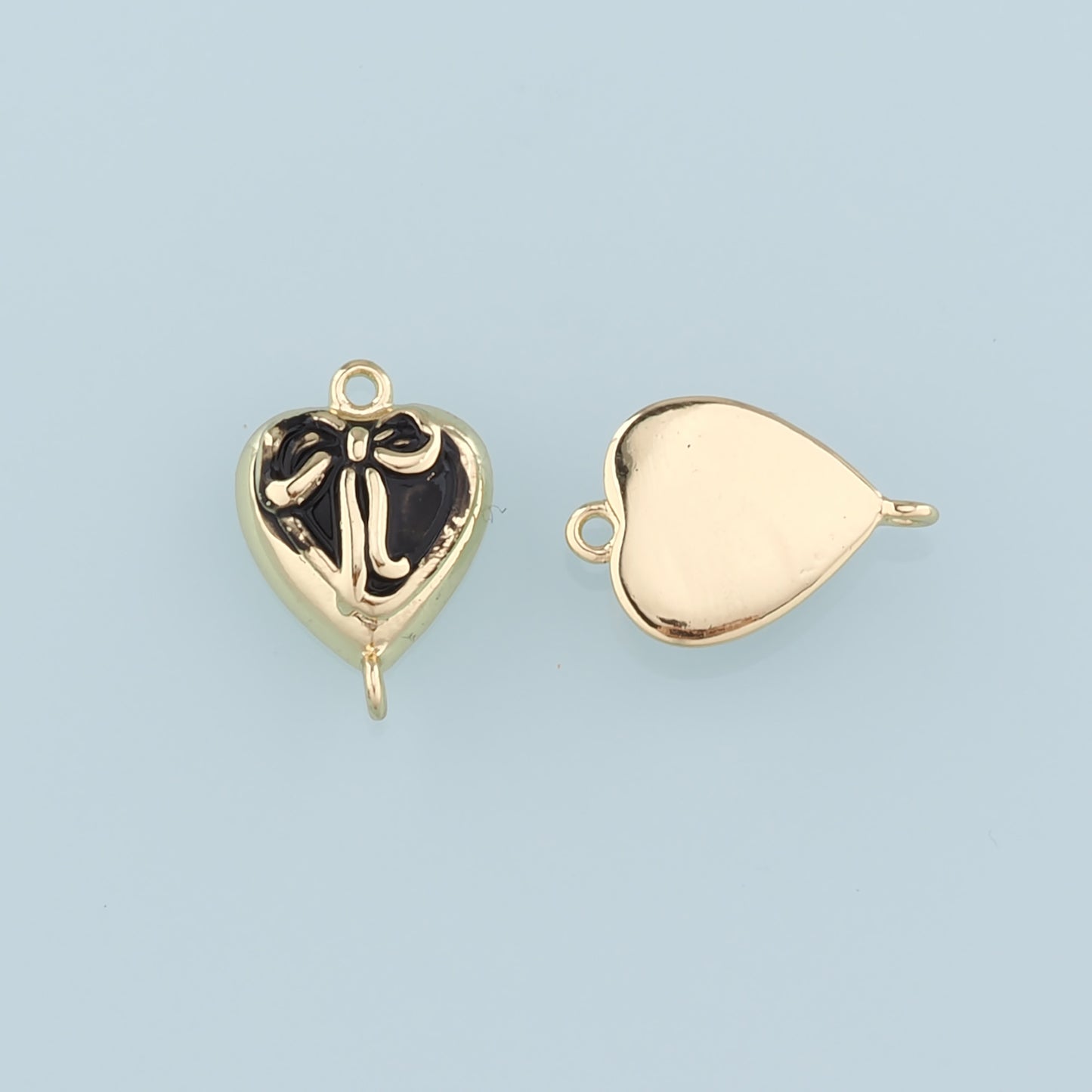 Gold Connector Charm,18K Gold Filled Retro Heart Bow Pendant,Enamel Heart Charm Bracelet Necklace for DIY Jewelry Making Supply