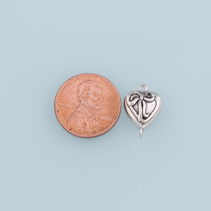 Gold Connector Charm,18K Gold Filled Retro Heart Bow Pendant,Enamel Heart Charm Bracelet Necklace for DIY Jewelry Making Supply