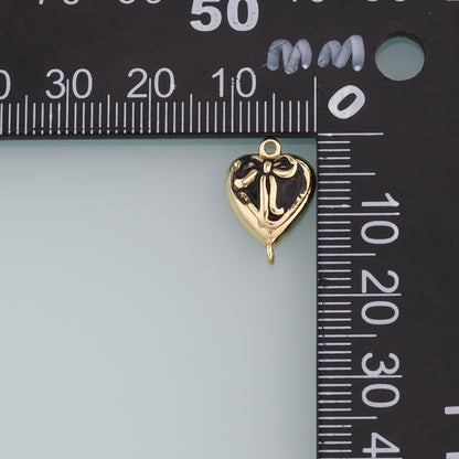 Gold Connector Charm,18K Gold Filled Retro Heart Bow Pendant,Enamel Heart Charm Bracelet Necklace for DIY Jewelry Making Supply