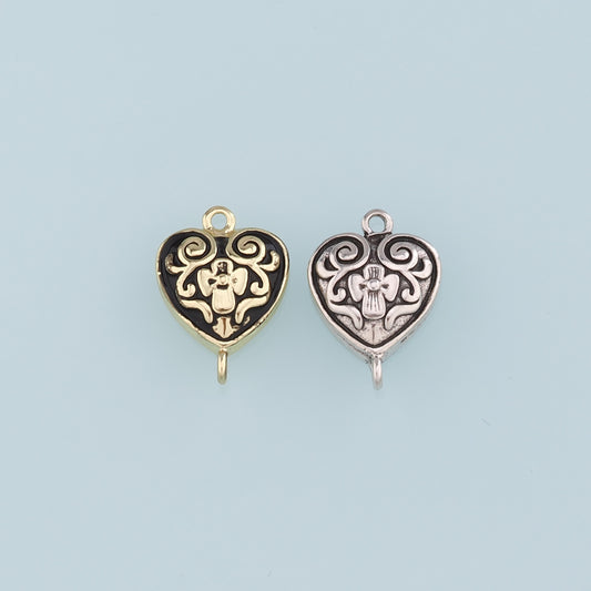 Gold Connector Charm,18K Gold Filled Retro Heart Cross Pendant,Enamel Heart Charm Bracelet Necklace for DIY Jewelry Making Supply