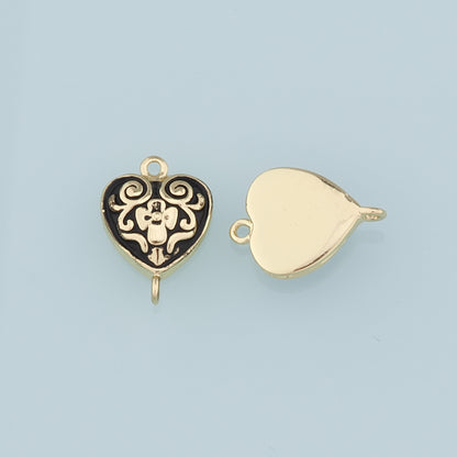 Gold Connector Charm,18K Gold Filled Retro Heart Cross Pendant,Enamel Heart Charm Bracelet Necklace for DIY Jewelry Making Supply