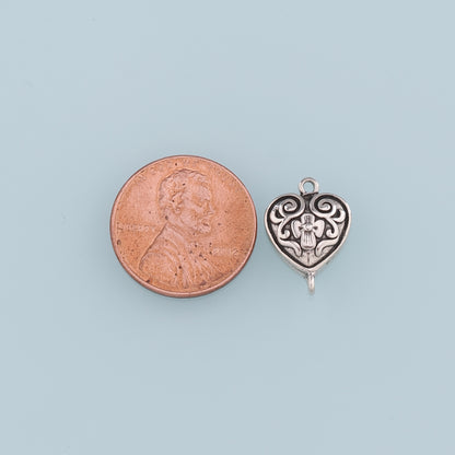 Gold Connector Charm,18K Gold Filled Retro Heart Cross Pendant,Enamel Heart Charm Bracelet Necklace for DIY Jewelry Making Supply