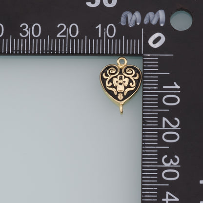 Gold Connector Charm,18K Gold Filled Retro Heart Cross Pendant,Enamel Heart Charm Bracelet Necklace for DIY Jewelry Making Supply