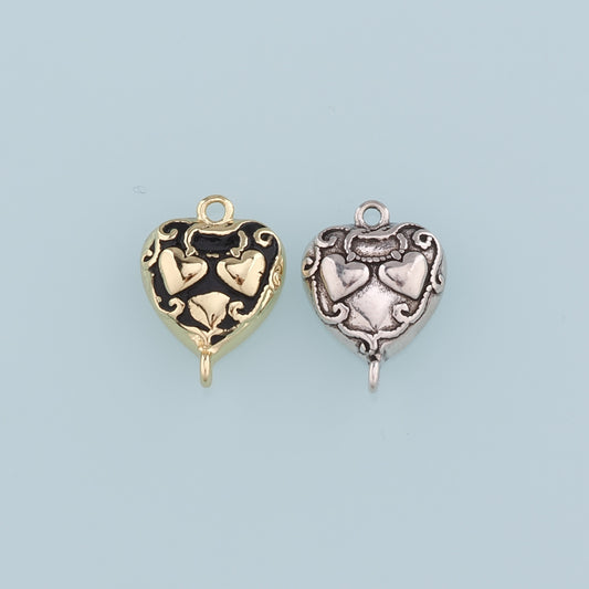 Gold Connector Charm,18K Gold Filled Retro Heart Pendant,Enamel Heart Charm Bracelet Necklace for DIY Jewelry Making Supply