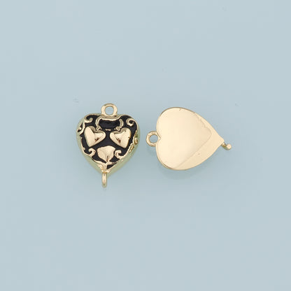 Gold Connector Charm,18K Gold Filled Retro Heart Pendant,Enamel Heart Charm Bracelet Necklace for DIY Jewelry Making Supply