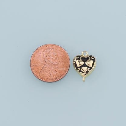 Gold Connector Charm,18K Gold Filled Retro Heart Pendant,Enamel Heart Charm Bracelet Necklace for DIY Jewelry Making Supply