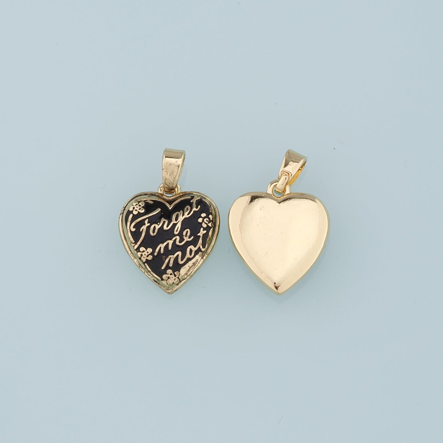 18K Gold Filled Retro Heart letter Pendant,Enamel Heart Charm Bracelet Necklace for DIY Jewelry Making Supply