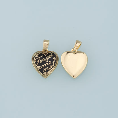 18K Gold Filled Retro Heart letter Pendant,Enamel Heart Charm Bracelet Necklace for DIY Jewelry Making Supply