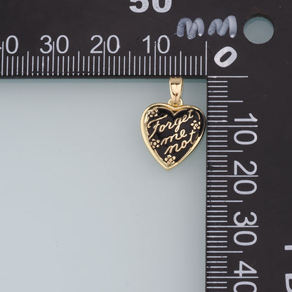 18K Gold Filled Retro Heart letter Pendant,Enamel Heart Charm Bracelet Necklace for DIY Jewelry Making Supply