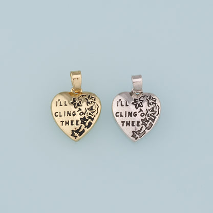 18K Gold Filled Retro Heart Pendant,Enamel letter Charm Bracelet Necklace for DIY Jewelry Making Supply
