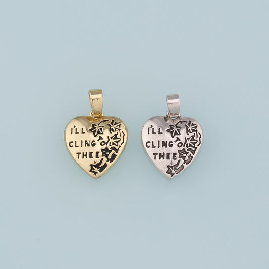 18K Gold Filled Retro Heart Pendant,Enamel letter Charm Bracelet Necklace for DIY Jewelry Making Supply
